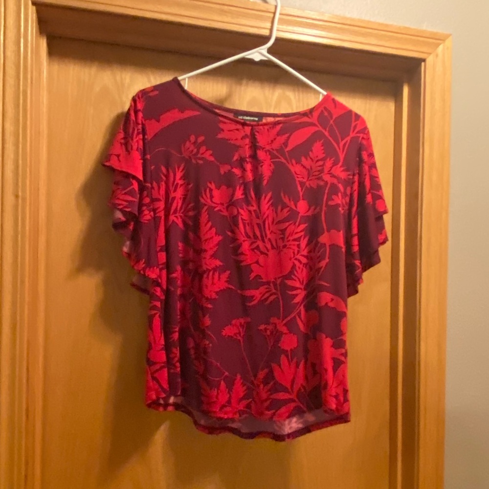 Liz Claiborne red flowered top